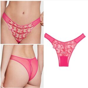 NWT 💕 Victoria’s Secret Shimmer Hearts Open Back Cheeky Panty M